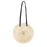 Load image into Gallery viewer, ROUND STRAW BAG - LEATHER HANDLE
