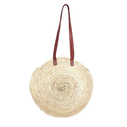 Round Vintage Rattan Bag | Hand Woven Natural Straw Boho Market Carry  Handbag, Casual Summer Bag Beach Seagrass Tote